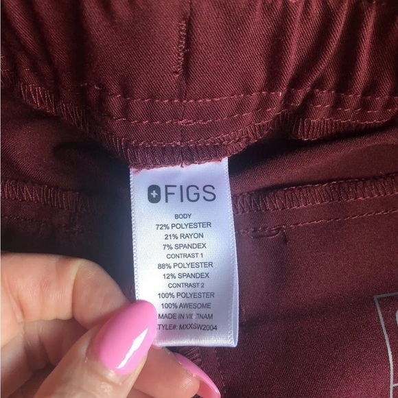 FIGS Men's S Tansen Jogger Scrub Pants Burgundy Technical Collection Medical - Picture 5 of 5